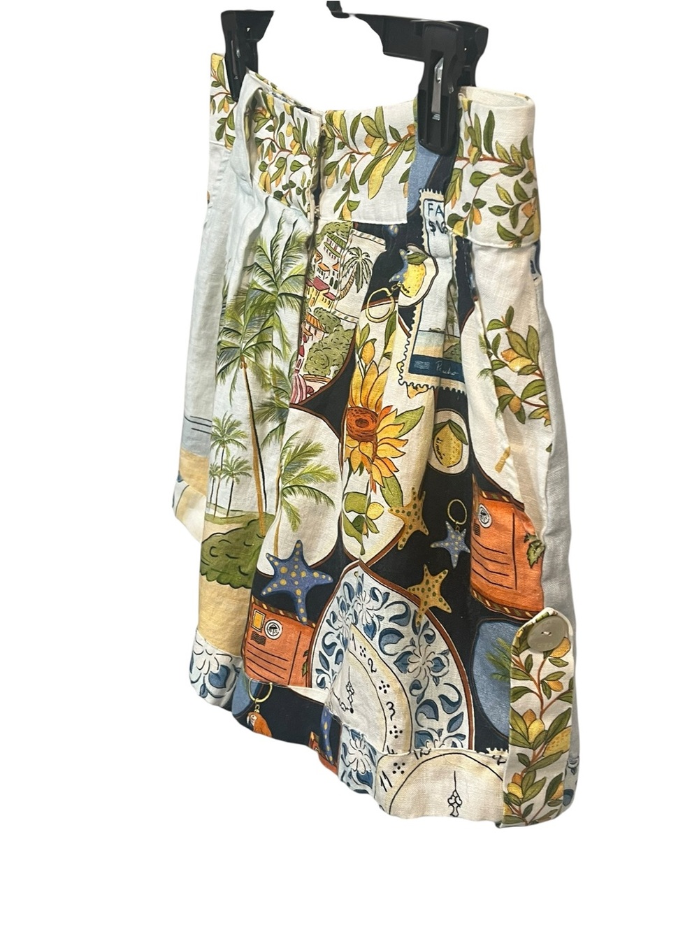 Farm Rio “Latin Trip Scarves” High Waisted Pleated 100% Linen Shorts - Medium - Picture 4 of 9